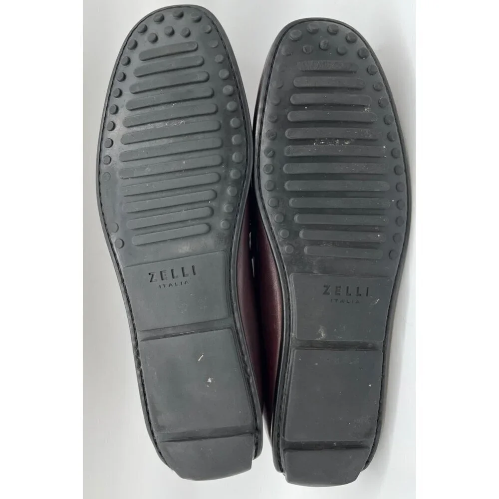 Zelli Monza Italian Calfskin Burgundy Driver Loafers Men’s Size 10 Dress Shoes